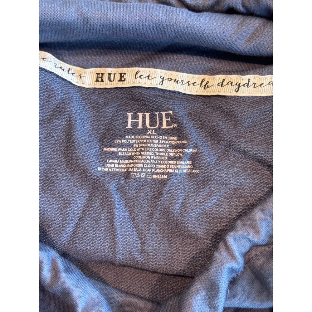 Hue Womens Scrunch Tunic Pullover Vintage Indigo Blue Cowl Neck Pockets XL NEW - Picture 6 of 6